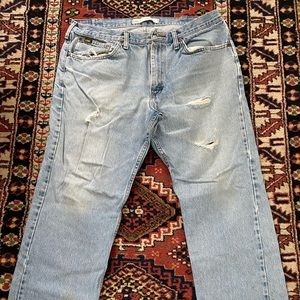 Perfectly worn vintage Lee jeans. Size is 38x29. Note that this pair #1